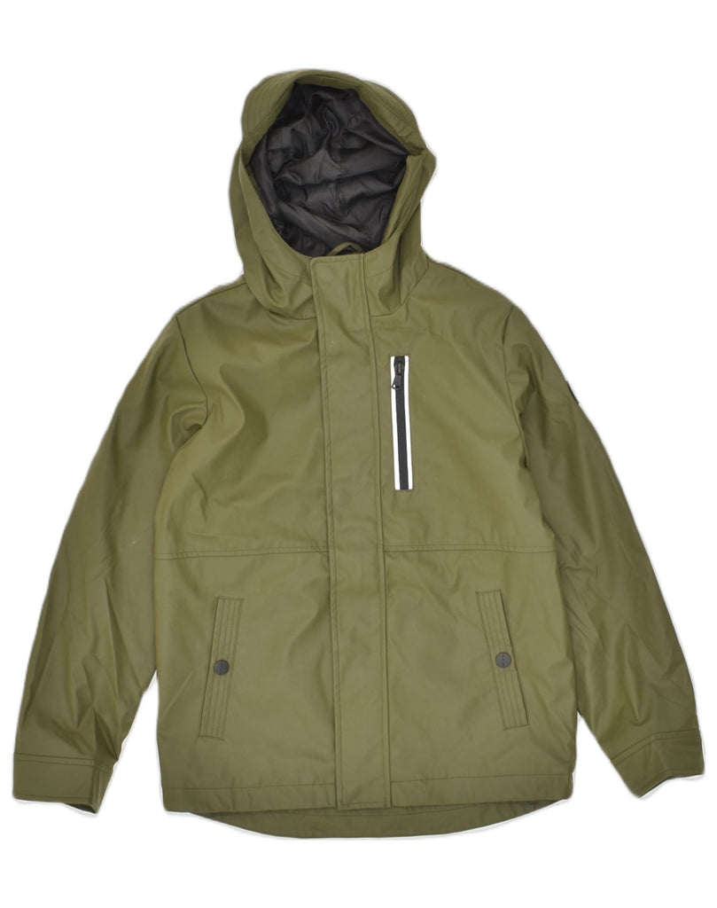 MICHAEL KORS Boys Hooded Rain Jacket 10-11 Years Khaki Polyurethane | Vintage Michael Kors | Thrift | Second-Hand Michael Kors | Used Clothing | Messina Hembry 