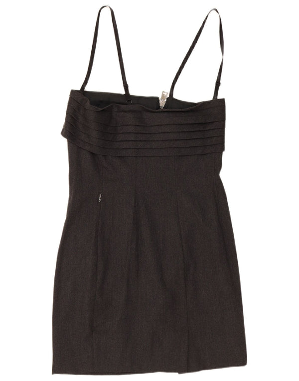 Vintage Womens Sleeveless Bodycon Dress IT 44 Medium Grey Acetate