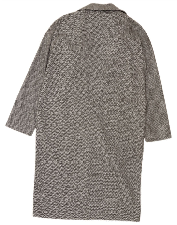 Topshop Womens Open Oversized Overcoat UK 10 Small Grey Herringbone