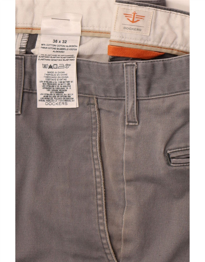 Dockers Mens Slim Casual Trousers W36 L30 Grey Cotton