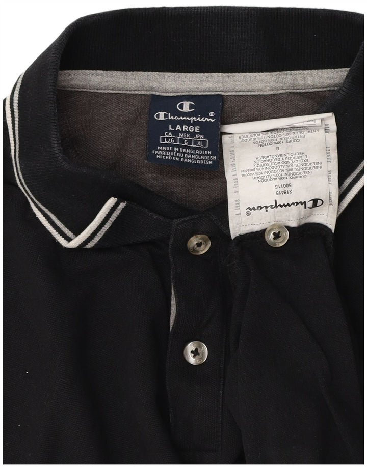 Champion Mens Polo Shirt Large Black Cotton