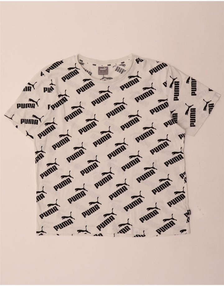 Puma Mens Graphic T-Shirt Top Medium White Cotton