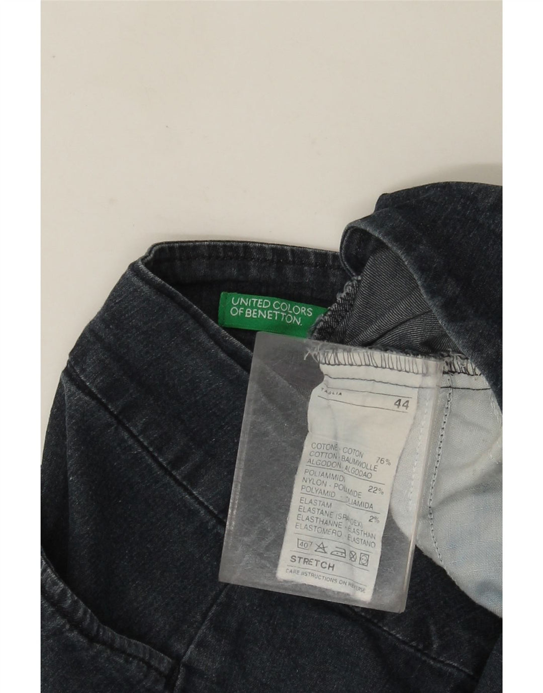 Benetton Womens Denim Skirt IT 44 Medium W28 Navy Blue Cotton