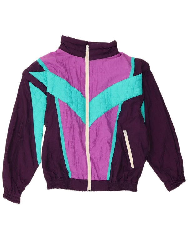 Vintage Mens Tracksuit Top Jacket Small Purple Colourblock