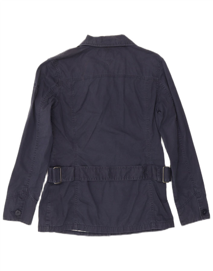 Tommy Hilfiger Womens Military Jacket UK 14 Medium Navy Blue Cotton