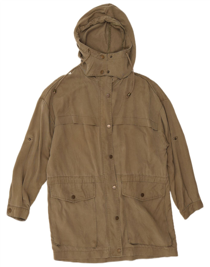 Zara Womens Hooded Oversized Parka Jacket UK 14 Medium Khaki