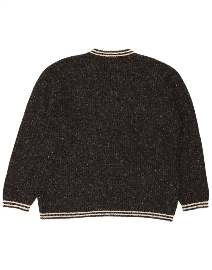 Belfe & Belfe Mens V-Neck Jumper Sweater Large Grey Flecked Wool