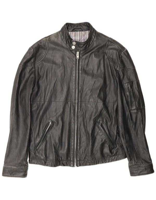 Carlo Pignatelli Mens Leather Jacket IT 50 Large Black Leather