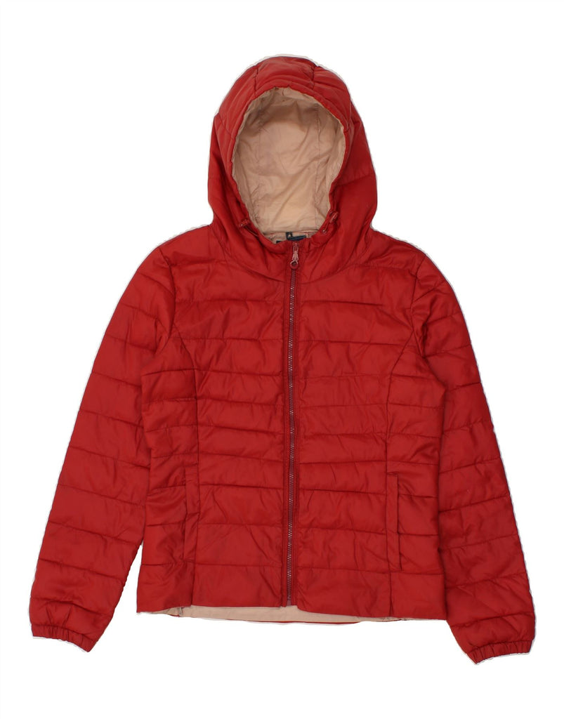 ONLY Womens Hooded Padded Jacket UK 12 Medium Red Nylon | Vintage Only | Thrift | Second-Hand Only | Used Clothing | Messina Hembry 