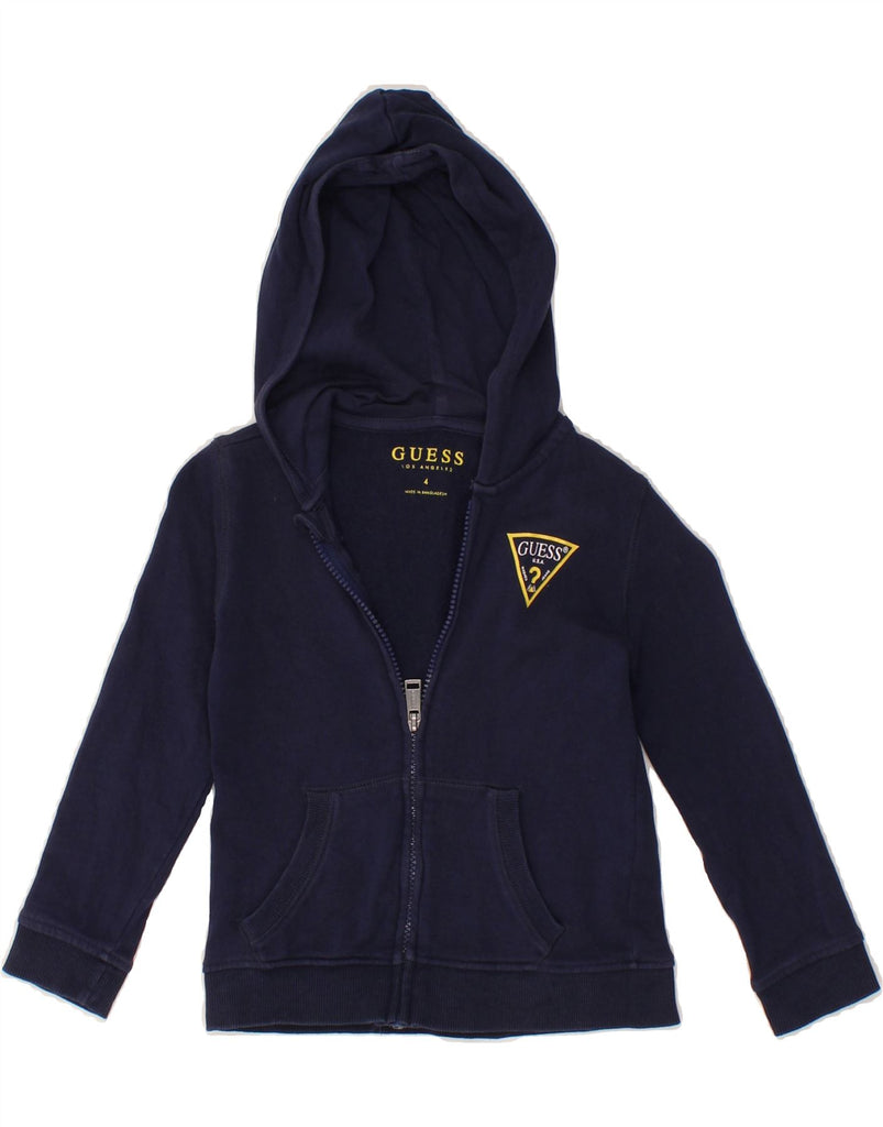 GUESS Boys Zip Hoodie Sweater 3-4 Years Navy Blue Cotton Vintage Guess and Second-Hand Guess from Messina Hembry 