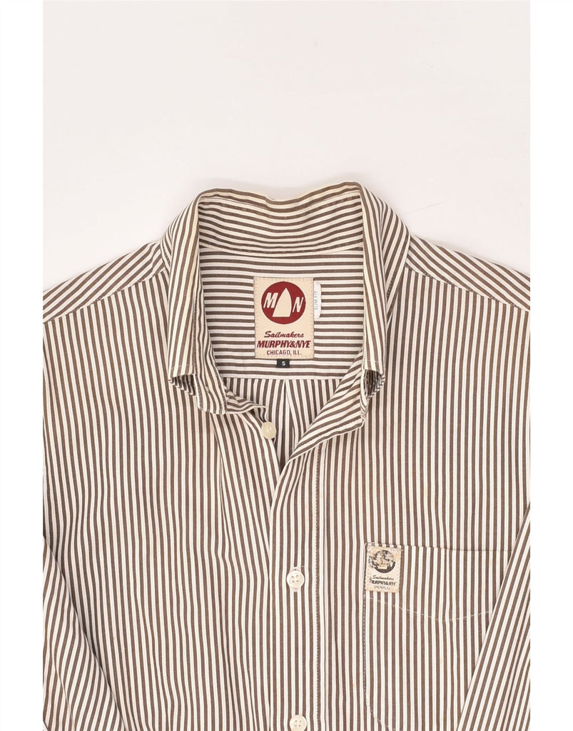 MURPHY & NYE Mens Slim Fit Shirt Small Brown Pinstripe Cotton | Vintage Murphy & Nye | Thrift | Second-Hand Murphy & Nye | Used Clothing | Messina Hembry 