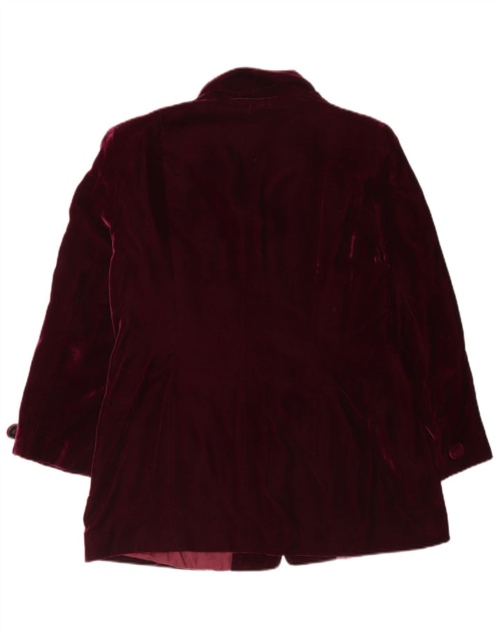 Luisa Spagnoli Womens Velvet 4 Button Blazer Jacket UK 14 Medium Burgundy