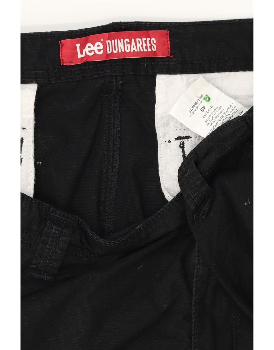 Lee Mens Dungarees Cargo Shorts W40 XL Black Cotton