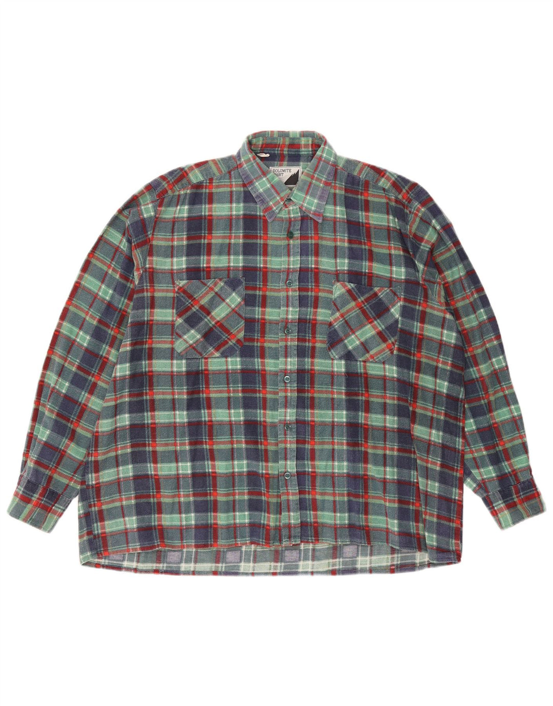 Dolomite Mens Flannel Shirt XL Green Check Cotton