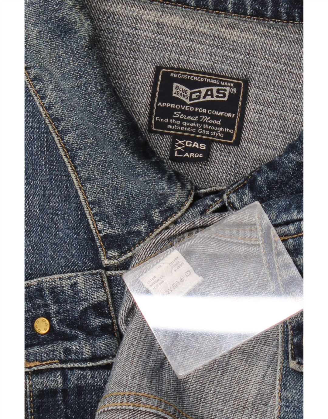 Gas Mens Denim Jacket UK 44 2XL Blue Cotton