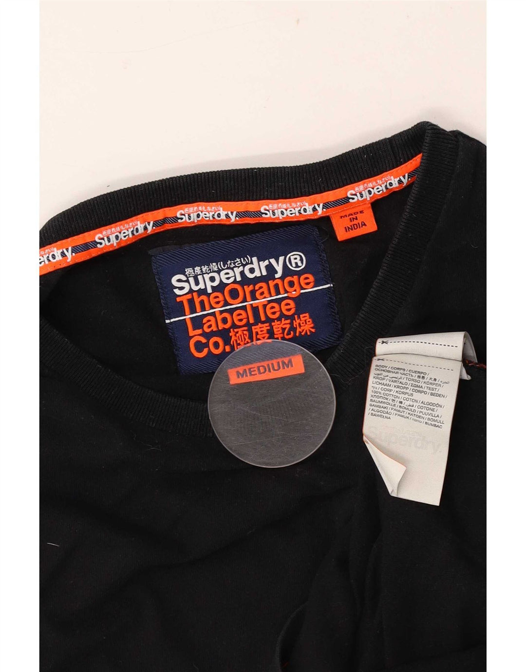 Superdry Mens Top Long Sleeve Medium Black Cotton