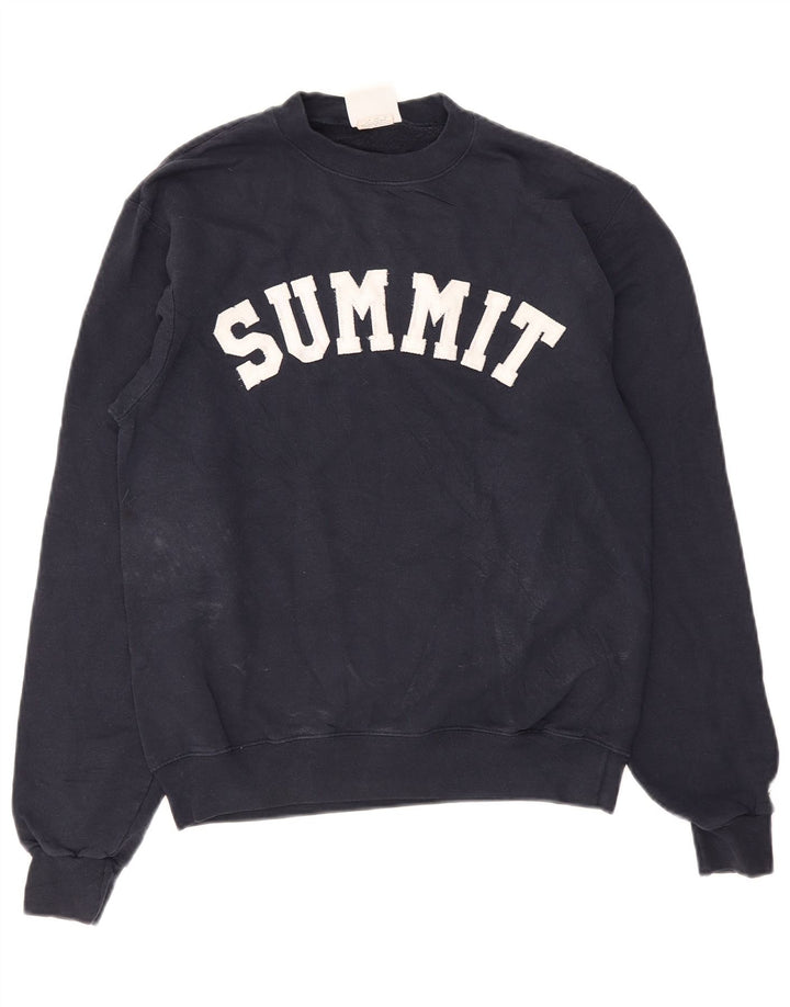 Champion Mens Summit Graphic Sweatshirt Jumper Small Navy Blue Cotton