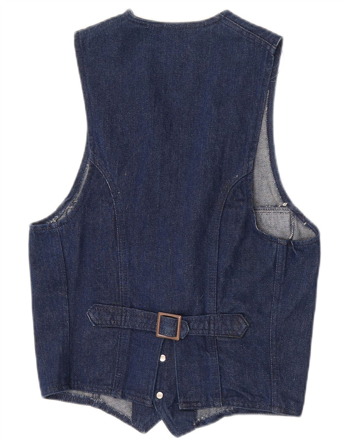 Vintage Mens Denim Waistcoat Medium Blue Cotton