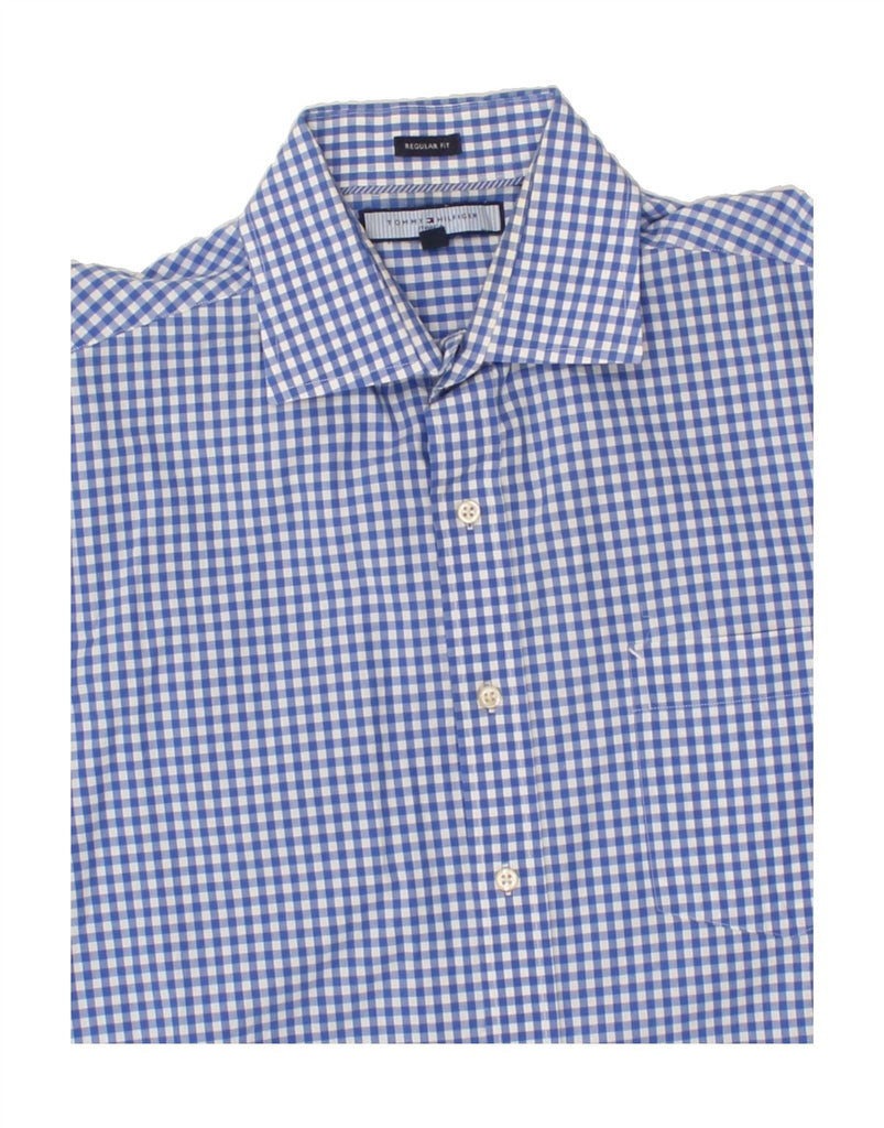 TOMMY HILFIGER Mens Regular Fit Shirt Large Blue Gingham Cotton Vintage Tommy Hilfiger and Second-Hand Tommy Hilfiger from Messina Hembry 