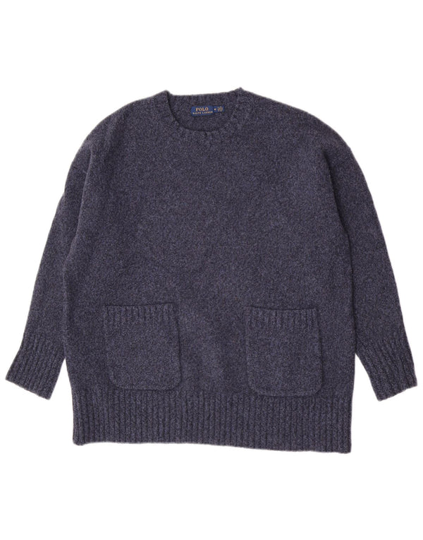 Polo Ralph Lauren Womens Crew Neck Jumper Sweater UK 14 Medium Navy Blue