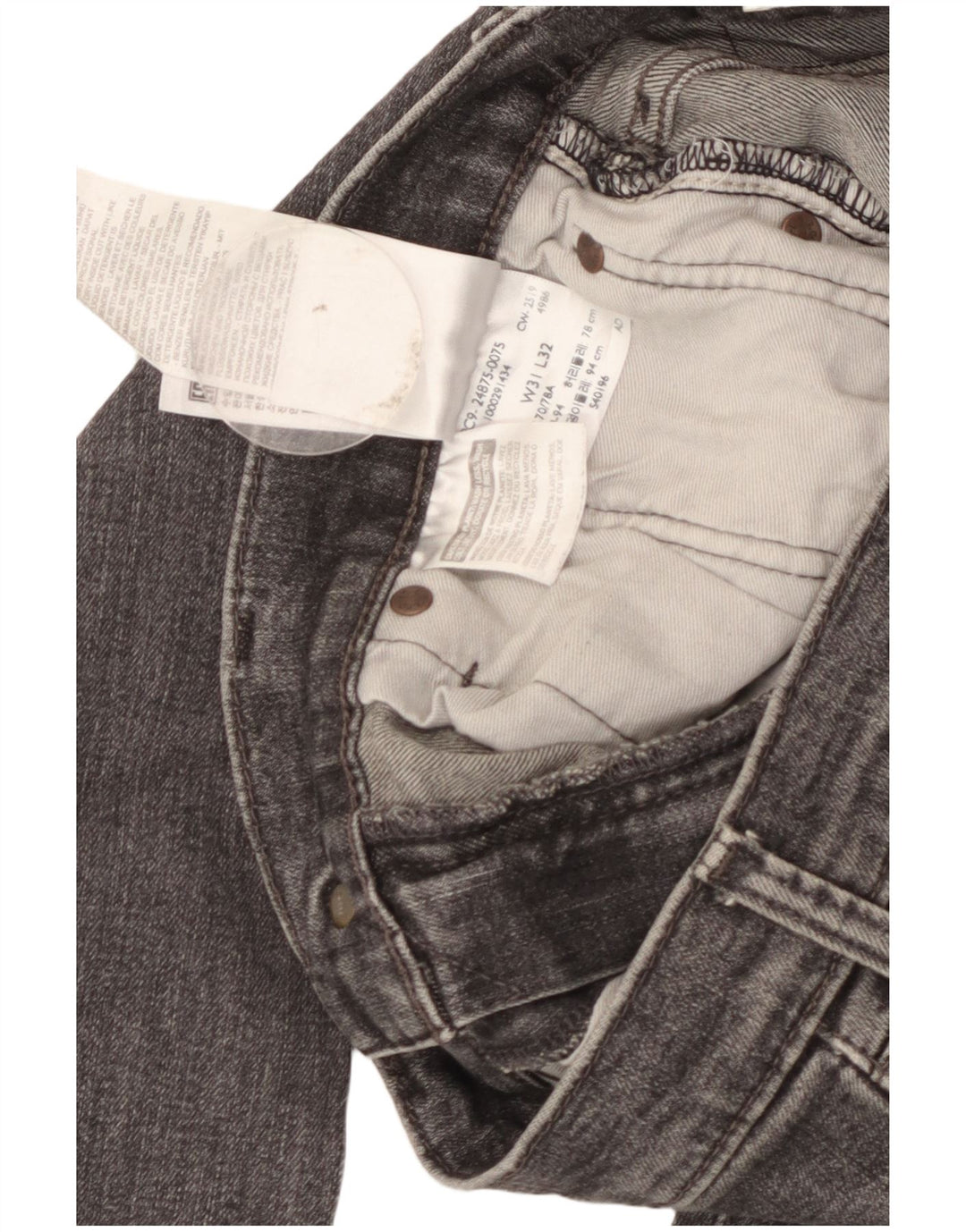 Levi's Mens 510 Skinny Jeans W31 L32 Grey Cotton