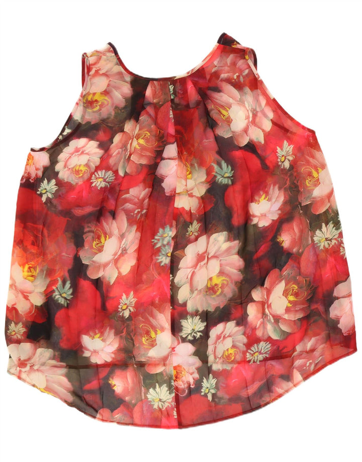 Ted Baker Womens Blouse Top UK 14 Large Red Floral Polyester