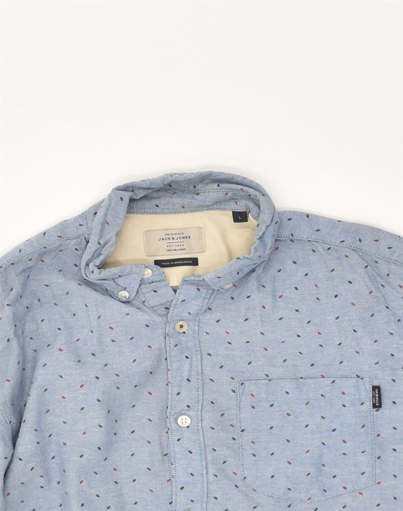 JACK & JONES Mens Shirt Large Blue Spotted Cotton | Vintage Jack & Jones | Thrift | Second-Hand Jack & Jones | Used Clothing | Messina Hembry 