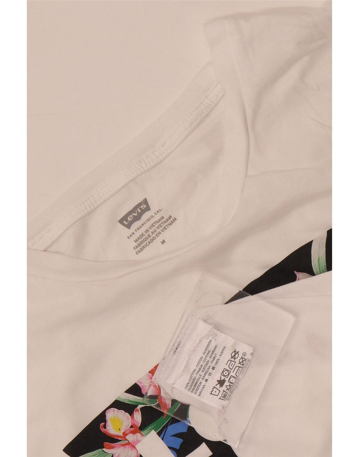 Levi's Womens Graphic T-Shirt Top UK 12 Medium White Cotton