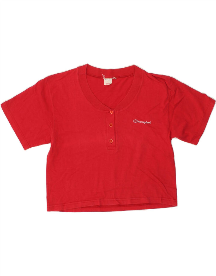 CHAMPION Womens Crop T-Shirt Top UK 14 Medium Red Cotton Vintage Champion and Second-Hand Champion from Messina Hembry 