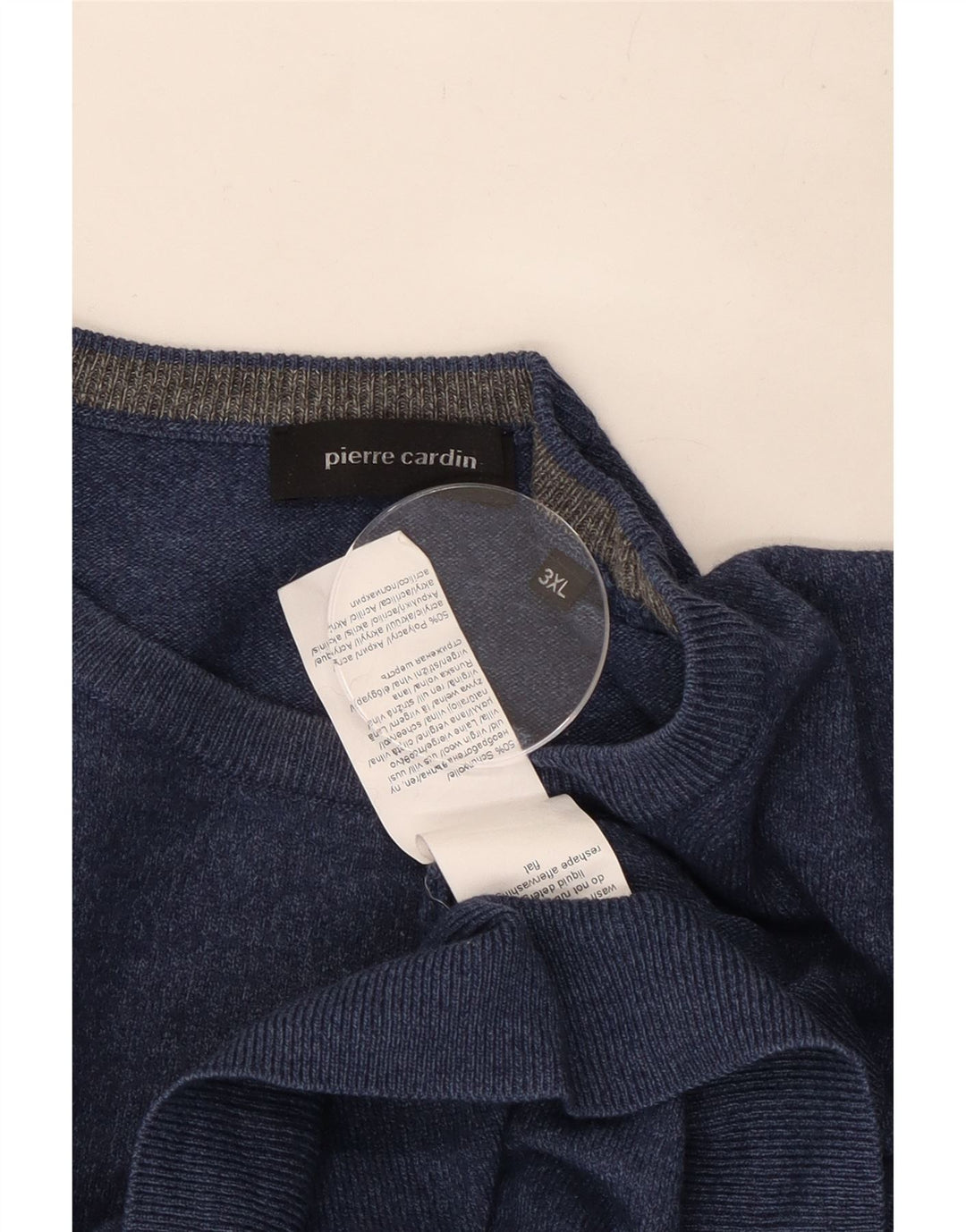 Pierre Cardin Mens Crew Neck Jumper Sweater 3XL Navy Blue Wool