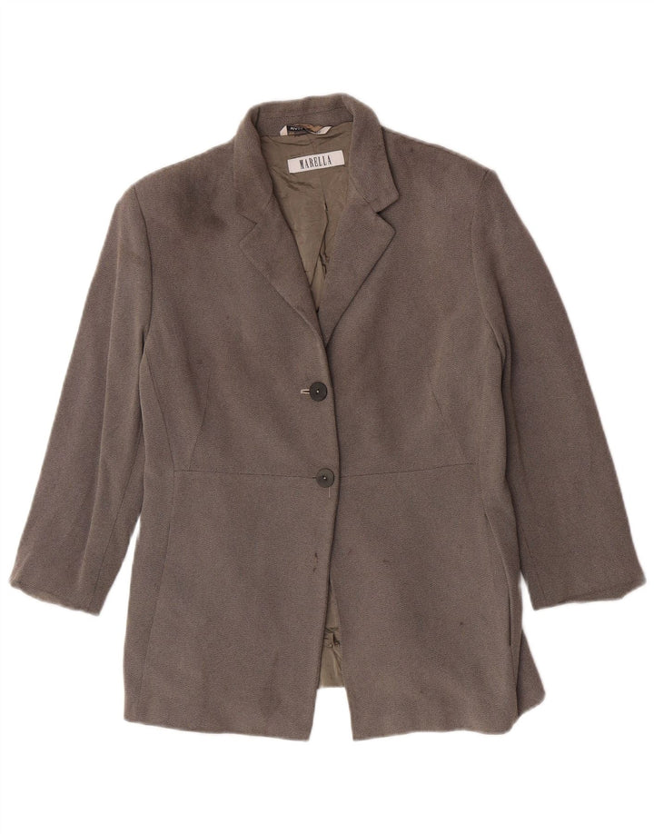 Marella Womens 2 Button Blazer Jacket UK 16 Large Grey Viscose
