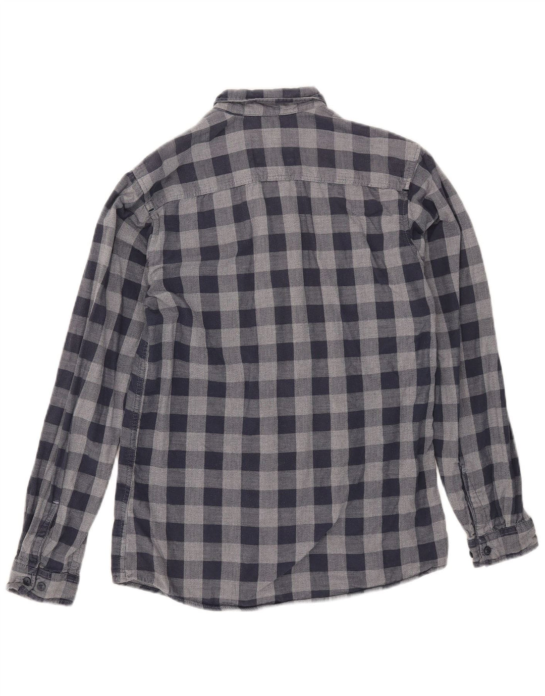 JACK & JONES Mens Flannel Shirt Small Navy Blue Check Cotton