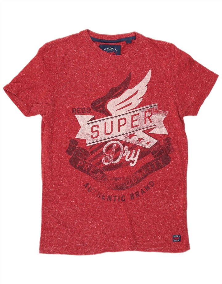 Superdry Mens Regular Fit Graphic T-Shirt Top Medium Red Flecked Cotton