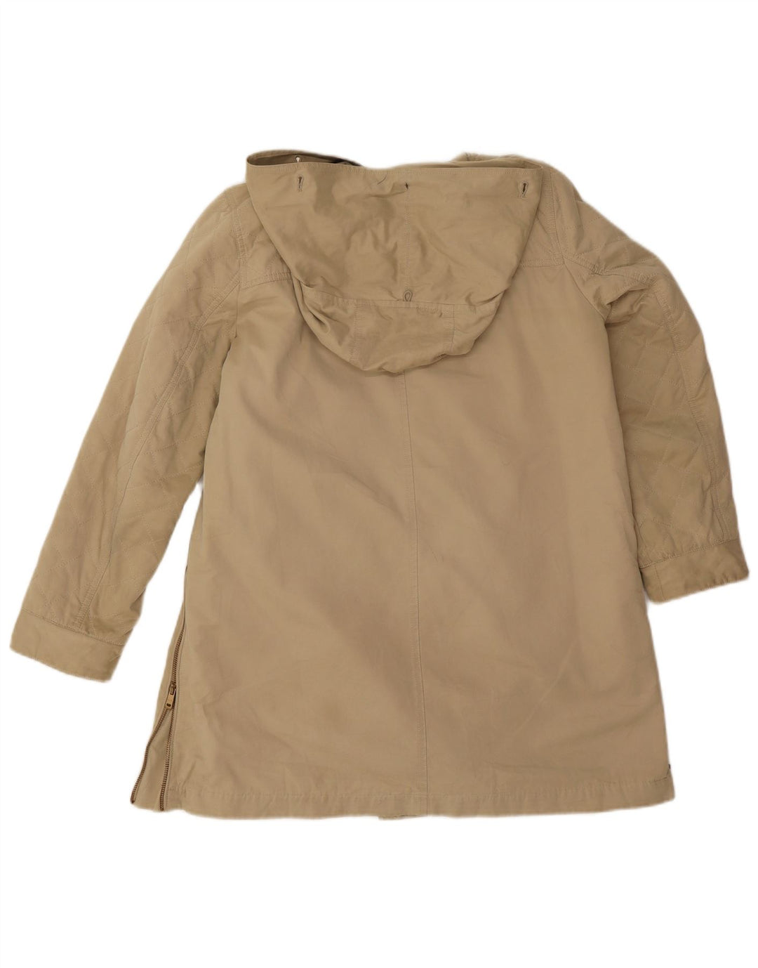 Zara Womens Hooded Parka Jacket UK 16 Large Beige