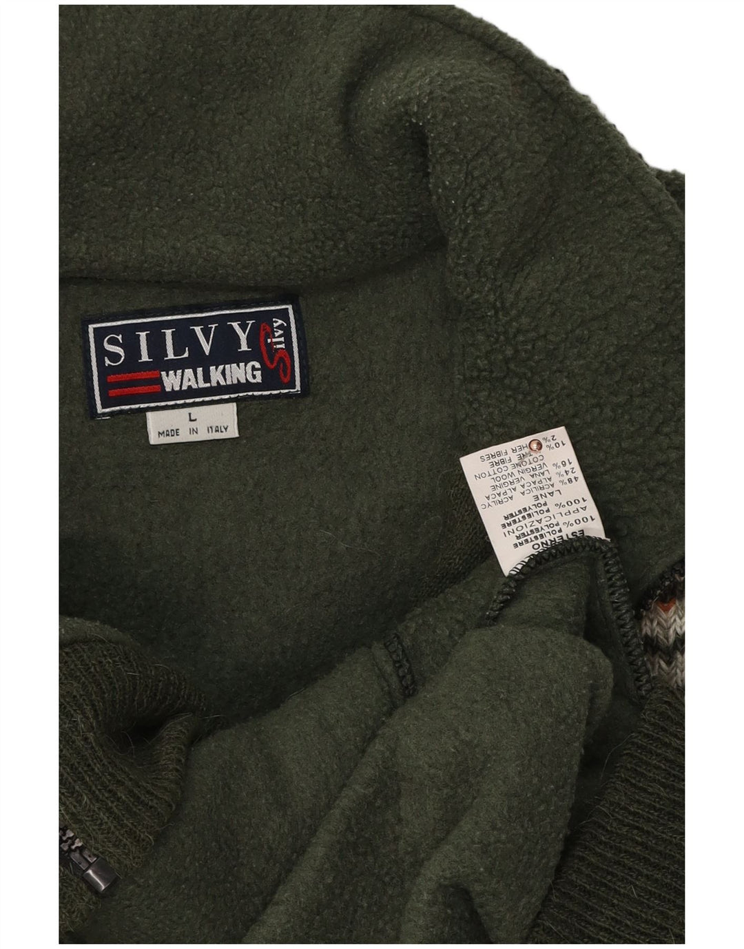 Silvy Mens Fleece Jacket UK 40 Large Green Colourblock Polyester