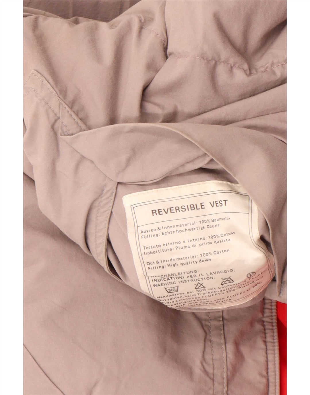 Vintage Mens Reversible Padded Gilet UK 38 Medium Red Cotton