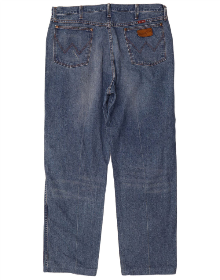 Wrangler Mens Straight Jeans W38 L30 Blue Cotton