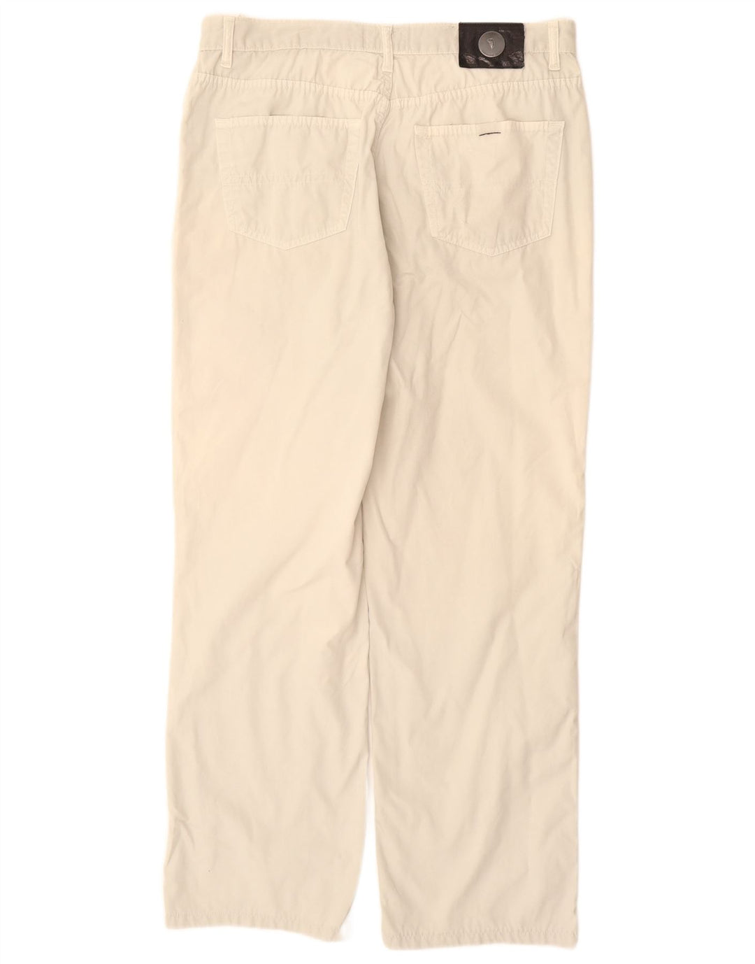 TRUSSARDI Mens Straight Casual Trousers W35 L30 White Cotton
