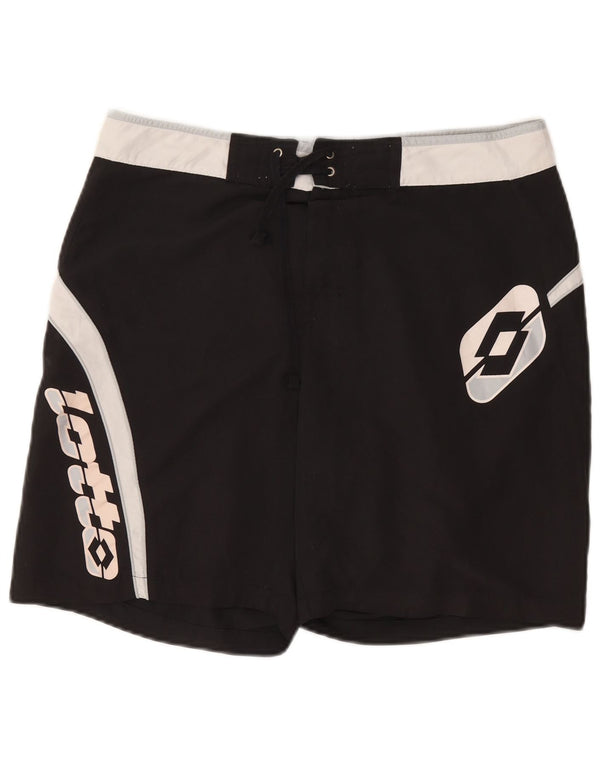 Lotto Mens Graphic Swimming Shorts Large Black Colourblock Polyester