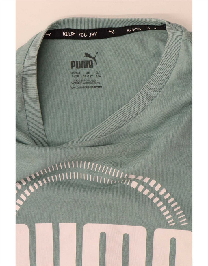 Puma Boys Graphic T-Shirt Top 13-14 Years Green