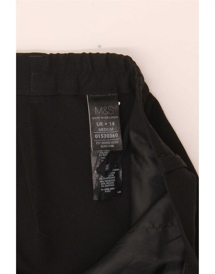 Marks & Spencer Womens Straight Suit Trousers UK 14 Medium W34 L30 Black