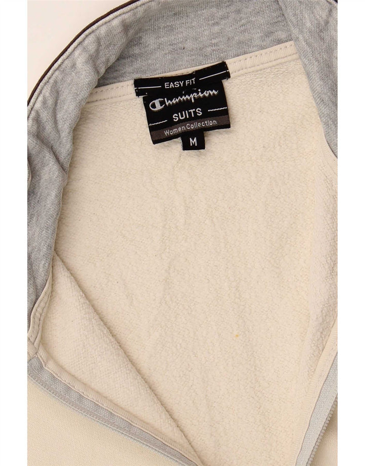 Champion Womens Easy Fit Tracksuit Top Jacket UK 14 Medium Off White