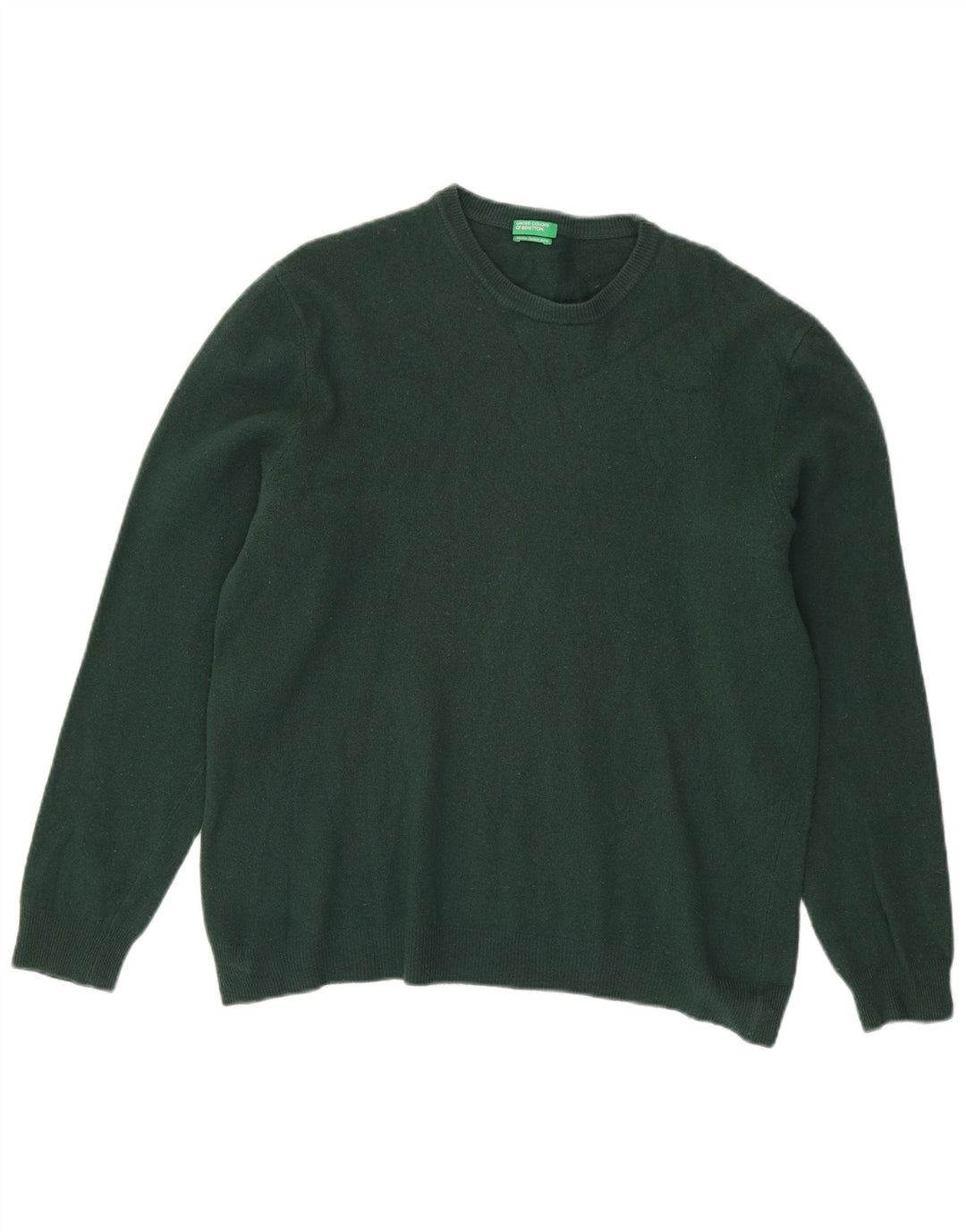 Benetton Womens Crew Neck Jumper Sweater UK 16 Large Green