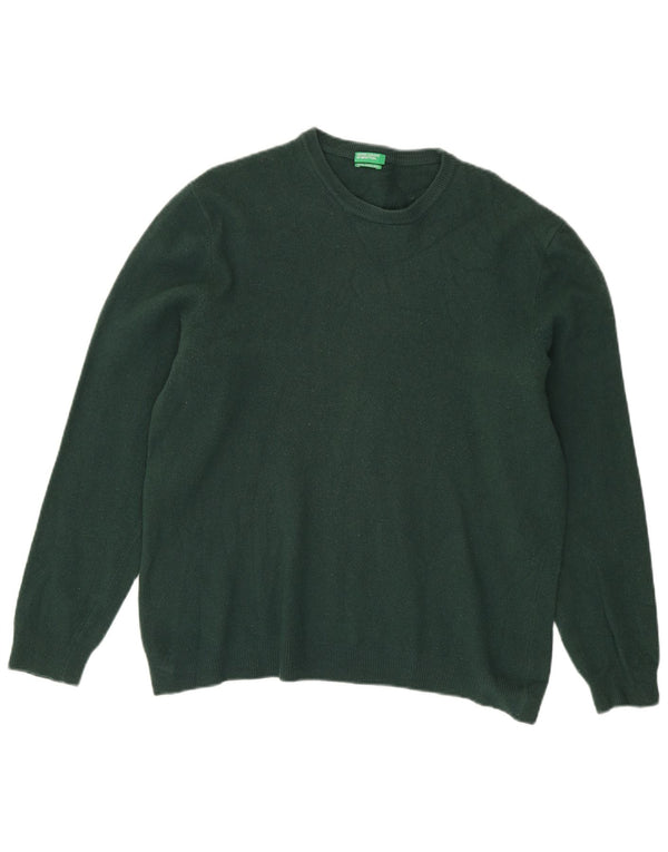 Benetton Womens Crew Neck Jumper Sweater UK 16 Large Green