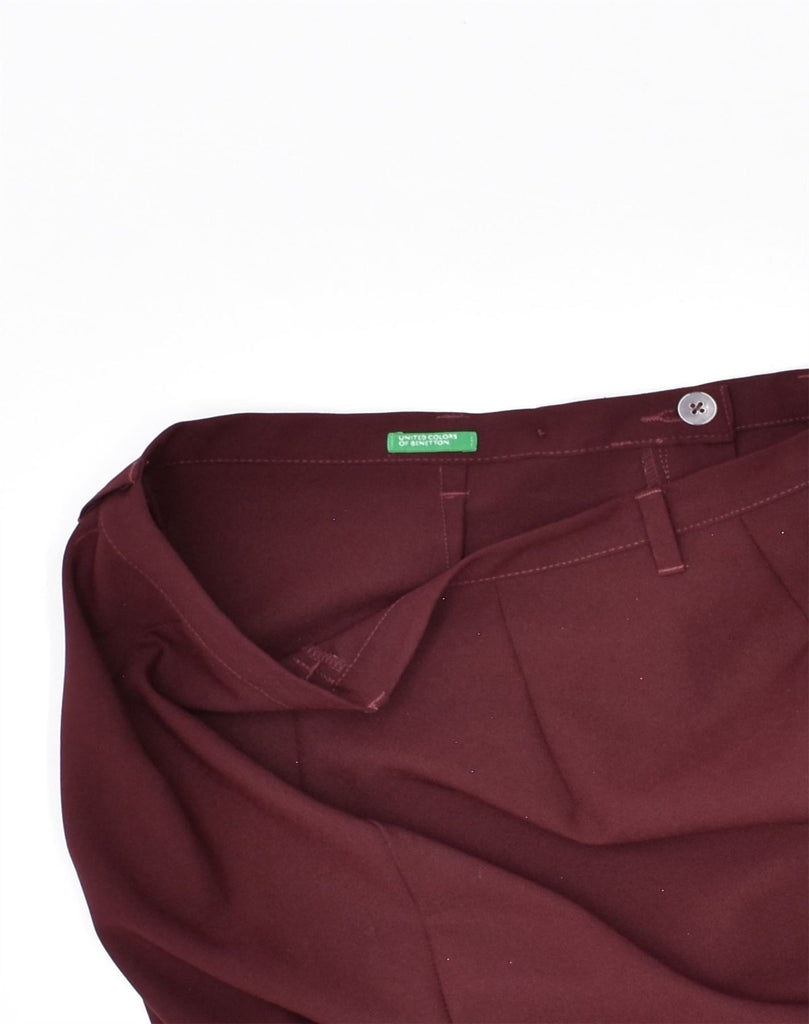 BENETTON Womens Straight Suit Trousers W28 L28  Burgundy Polyester | Vintage Benetton | Thrift | Second-Hand Benetton | Used Clothing | Messina Hembry 