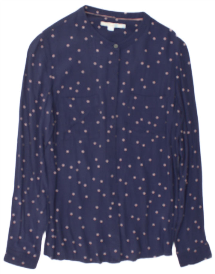 Boden Womens Shirt Blouse UK 10 Small Navy Blue Spotted Viscose