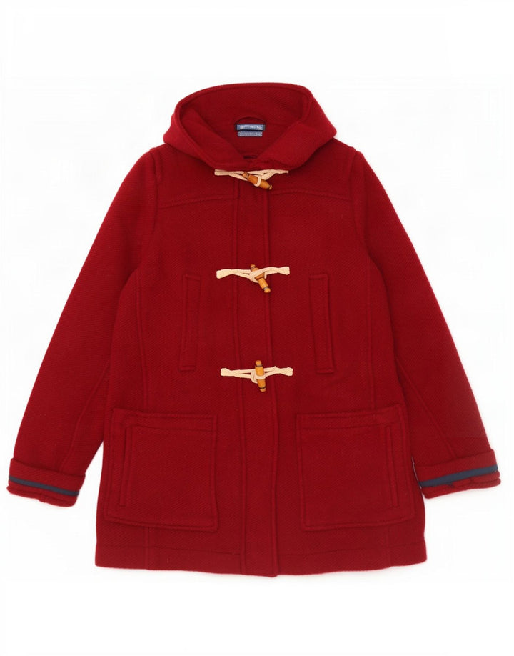 Topshop Womens Hooded Oversized Duffle Coat UK 10 Small Red Wool