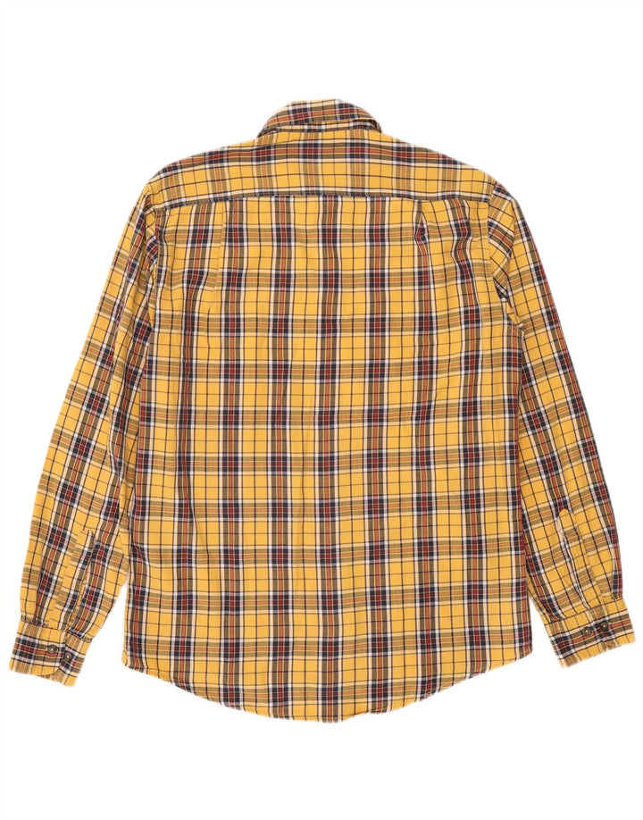 Carrera Mens Flannel Shirt Medium Yellow Check Cotton