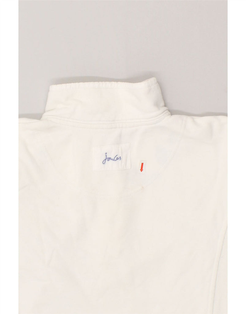 JOULES Womens Button Neck Sweatshirt Jumper UK 14 Large  White Cotton | Vintage Joules | Thrift | Second-Hand Joules | Used Clothing | Messina Hembry 