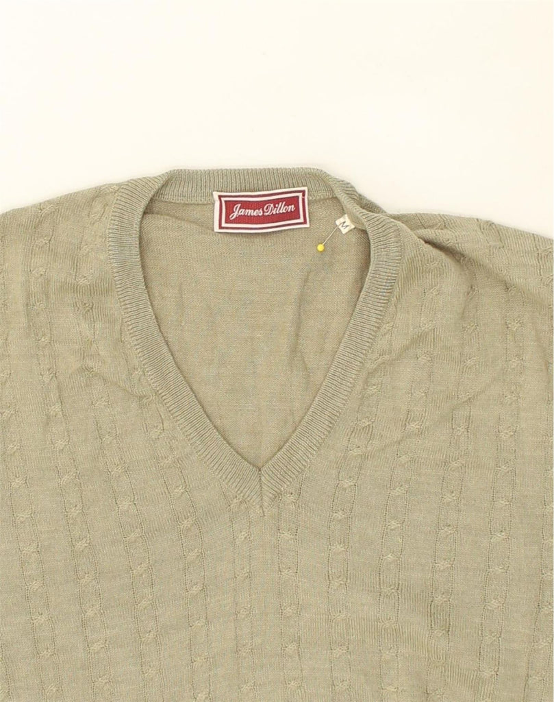 JAMES DILLON Mens V-Neck Jumper Sweater Medium Green | Vintage James Dillon | Thrift | Second-Hand James Dillon | Used Clothing | Messina Hembry 